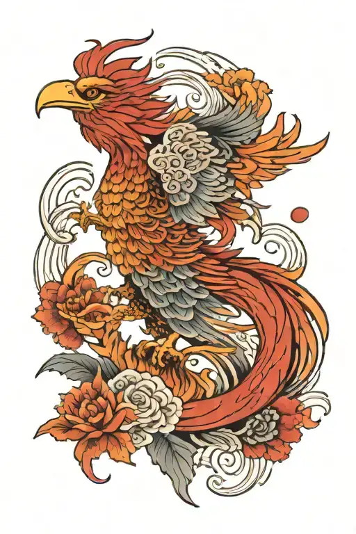 Rising Phoenix In The Background