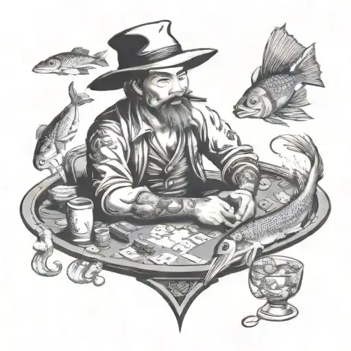 Poker And Fishing Scene