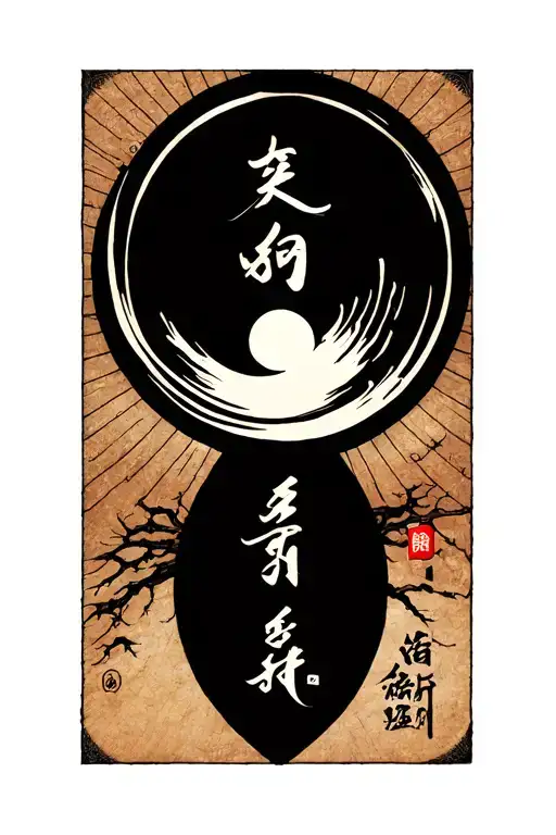 A Tatoo Depicting An Enso Circle With Kaizen Script In Kanji As A Foearm Tatoo