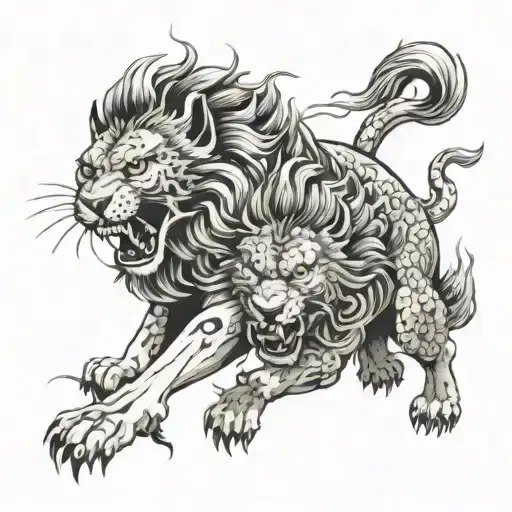 Lion Wolf Fighting Each Other