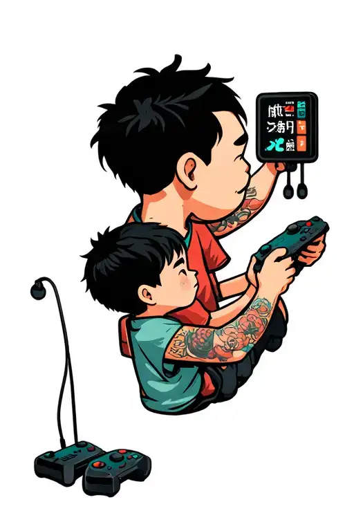 Father And Son Playing Videogames