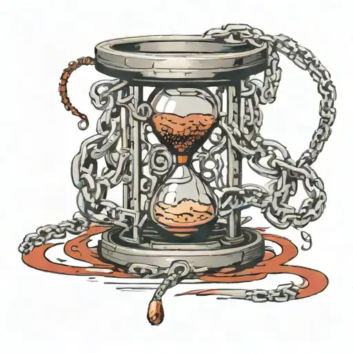 Hourglass Red Sand Wrapped Up By A Lot Of Chains Wrapped