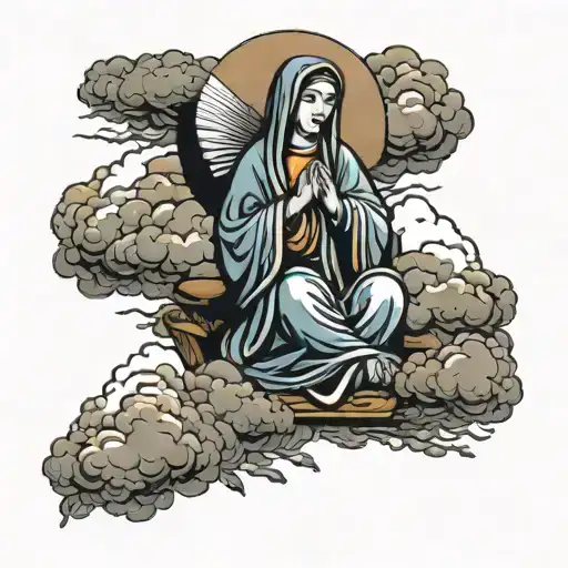 Virgin Mary With Clouds Floating