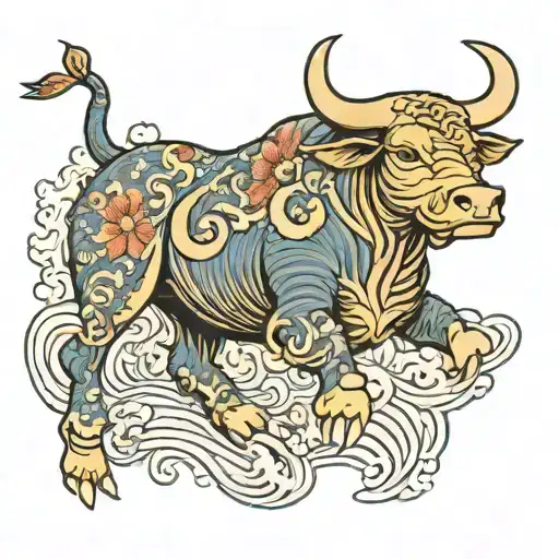 Bull With Ocean Waves