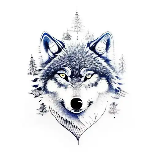 Winter Wolf Half Sleeve With Contrasting Forest Half Sleeve