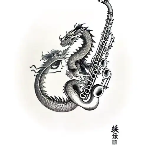 A Dragon Playing A Saxophone