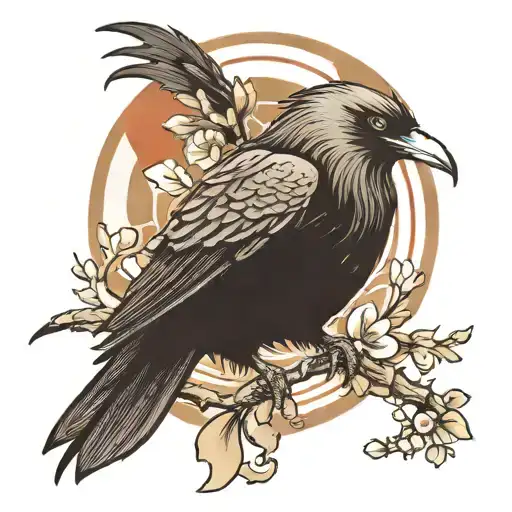 A Tatto With A Warior Raven And A Zen Symbol
