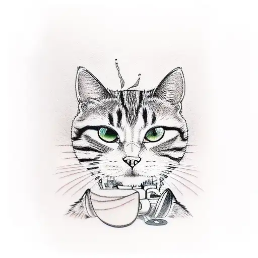 A Skateboarding Cat Doing A Kickflip