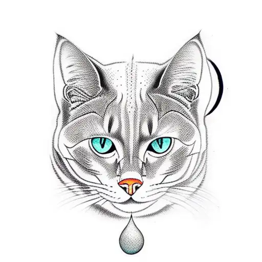 Full Body Black Cat With Moon