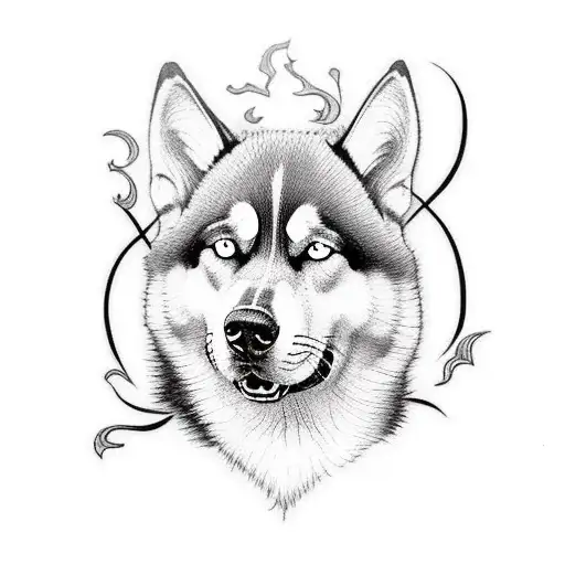 Brown Husky And Black Lab