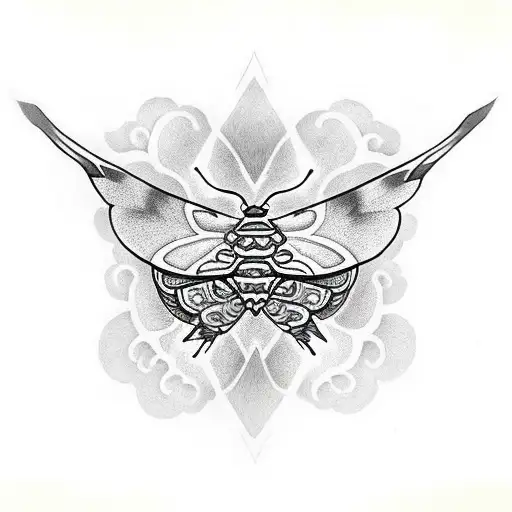 Moth With Wings Facing Slightly Down