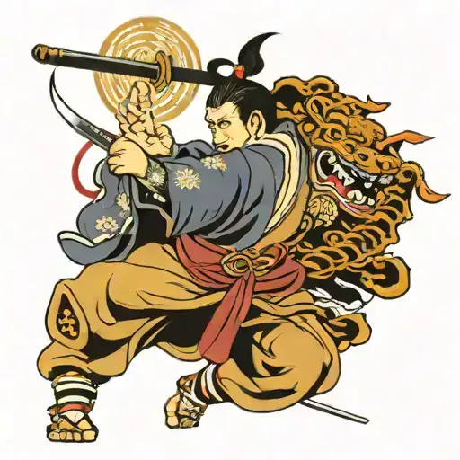 Samurai Warrior Battling