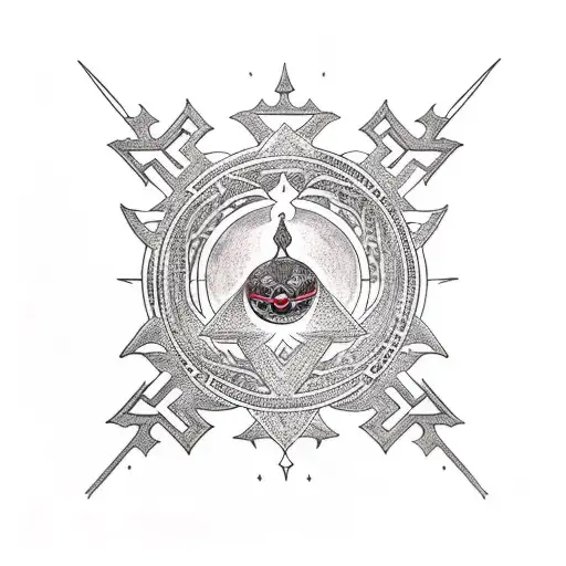 Gothic Ankh With Planet