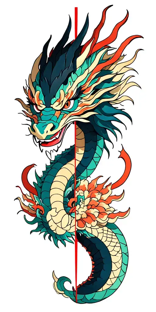 Dragon And Oni Mask Split