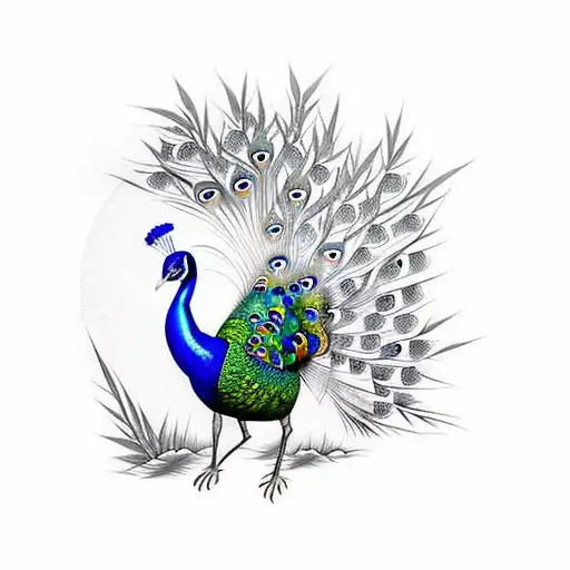 Peacock Walking Through Bamboo Trees