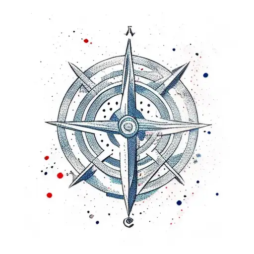 An Anchor With A Compass Formed Into An Arrow With Splashes Of Paint