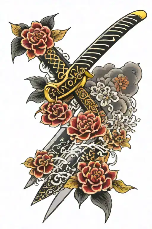 Katana Sword With Flower