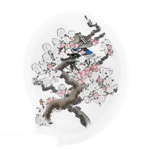 Samurai With Cherry Blossom Tree