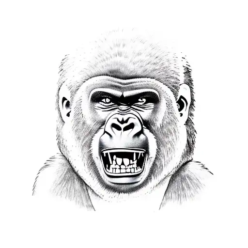 Yelling Gorilla With Wood Around