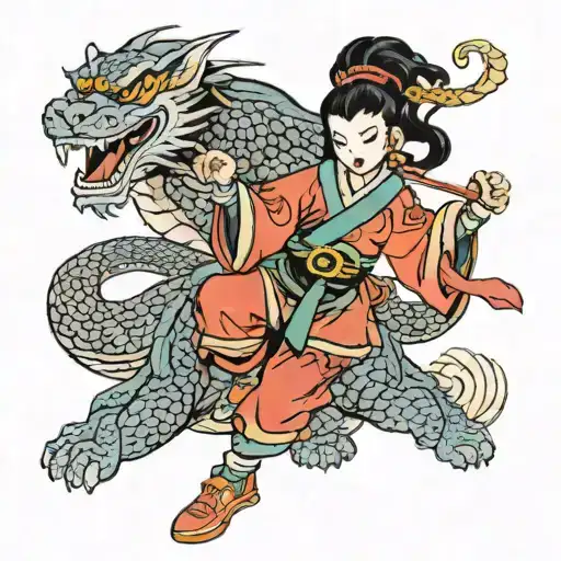 Betty Boo As Chinse Female Ninja Old School With A Pluto Ancient Foo Dog