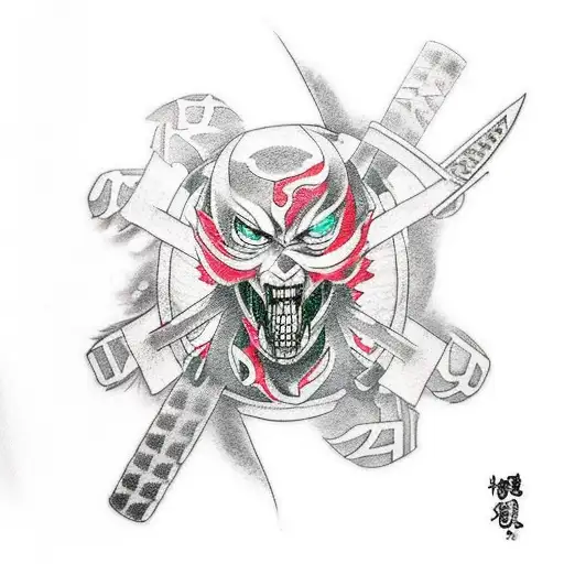 A Fusion Tattoo Design Combining Characters From Sword Art Online And Tokyo Ghoul