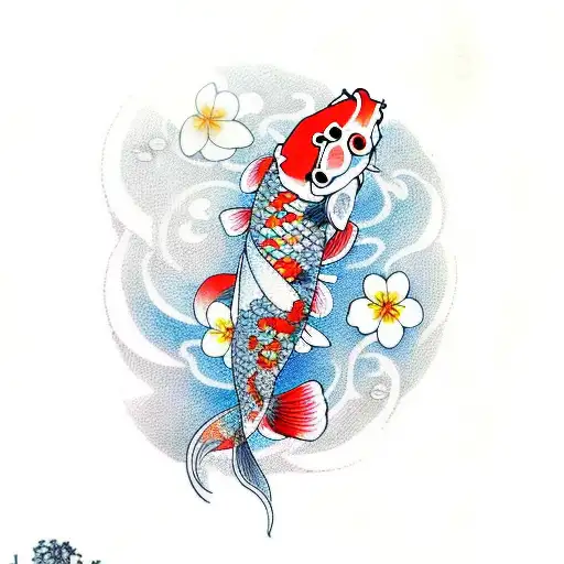 Koi Fish With Cherry Blossom