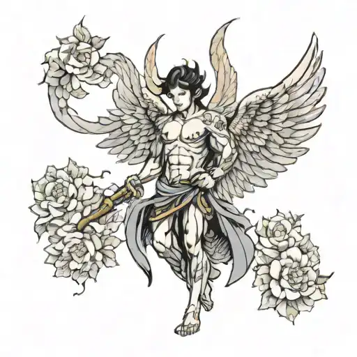 Muscular Fallen Angel With Wings