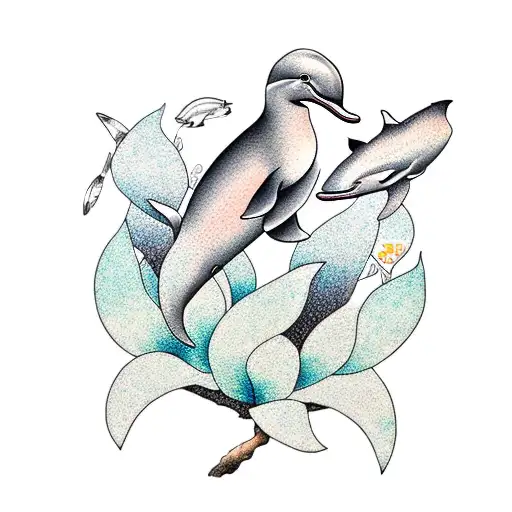 Magnolia Tree With A Dolphin