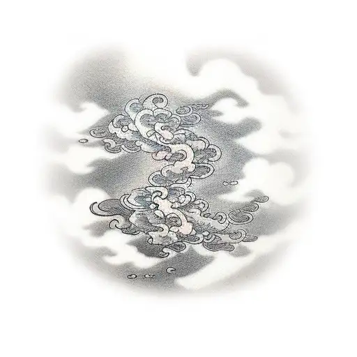 Forearm Japanese Cloud Tattoo With Khanji Symbol On A Forearm