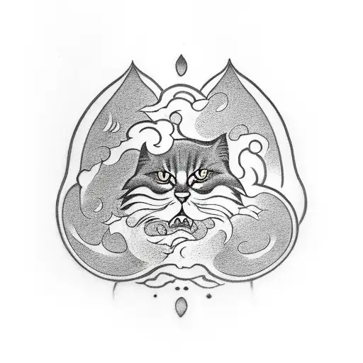 Katana Handle With Black Cat's Paw