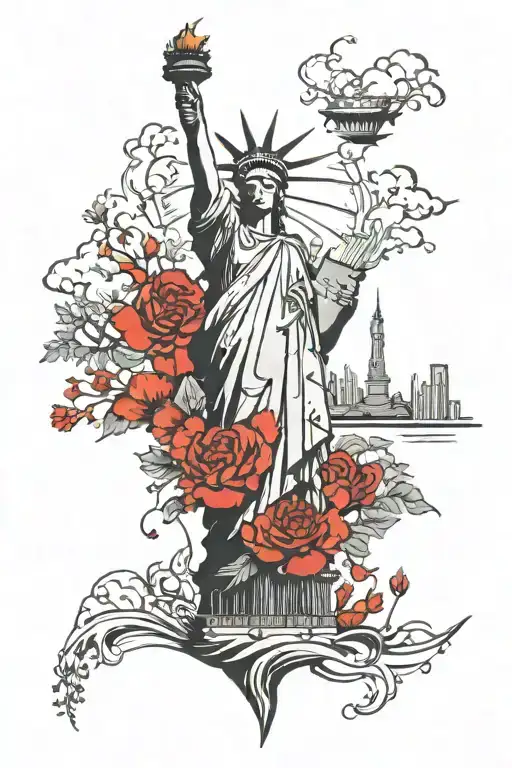 Statue Of Liberty New York City Skyline