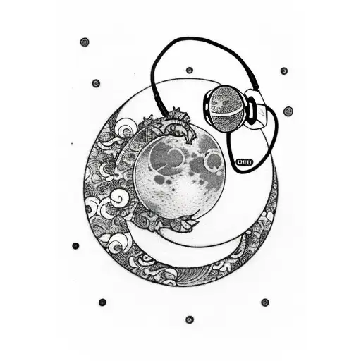 A Sleeping Moon With Headphones On