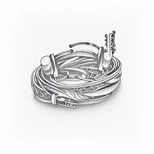 A Wedding Band Entwined With Musical Staff And Notes