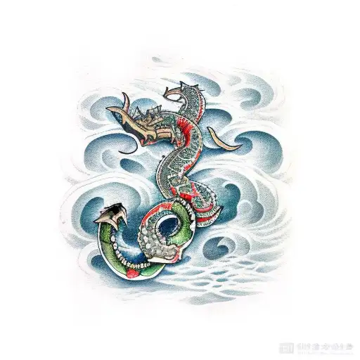 Norse Hammer With Sea Serpent