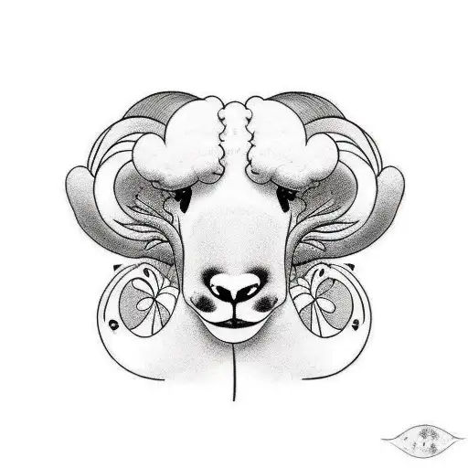 Sideview Simple Line Tatoo Of A Stylized Mix Of A Sheep And Chicken