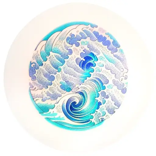Blue Ocean Wave Inside A Circle