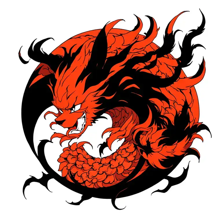 Full Back Tattoo Of 9 Tails Like Kurama From Growing From My The Base Ofback Anatomically