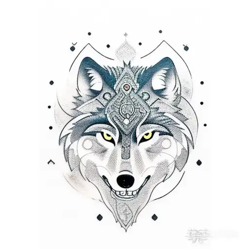 A Wolf Holding A Lamp With Ist Mouth