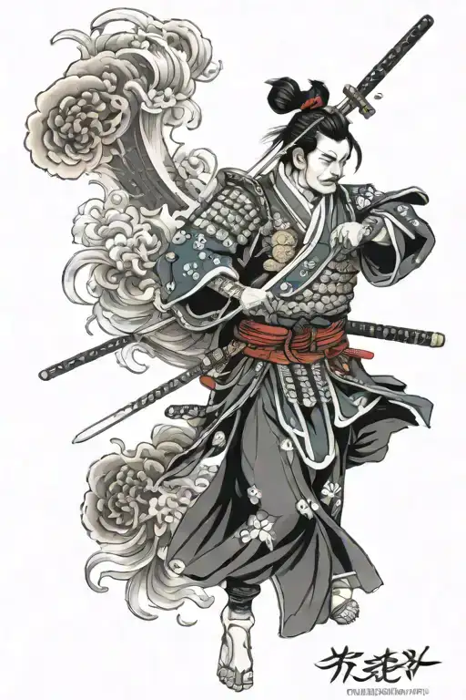 Traditional Japanese And Samurai Warrior