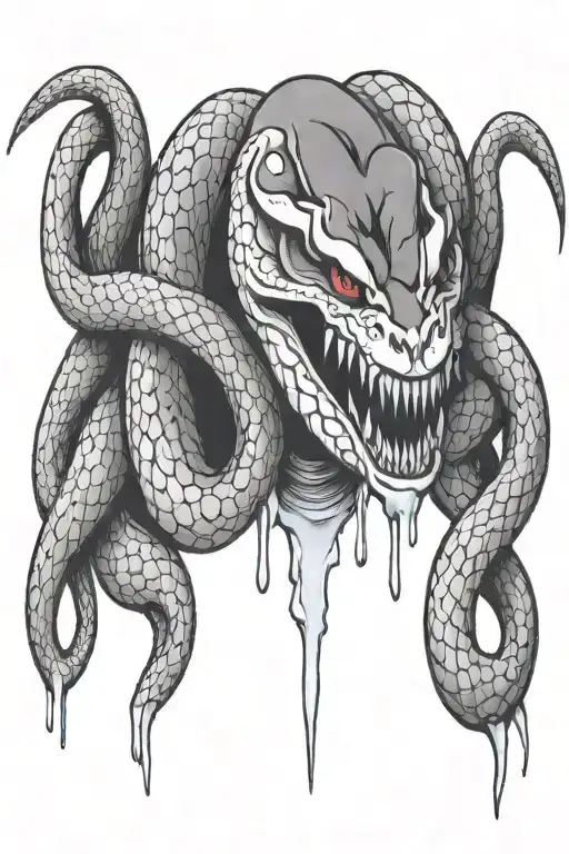 Large Snake Dripping Poison From Its Mouth