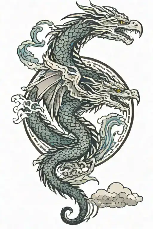 Dragon Breathing Fire Flying In The Sky Skyline Emt Eagle