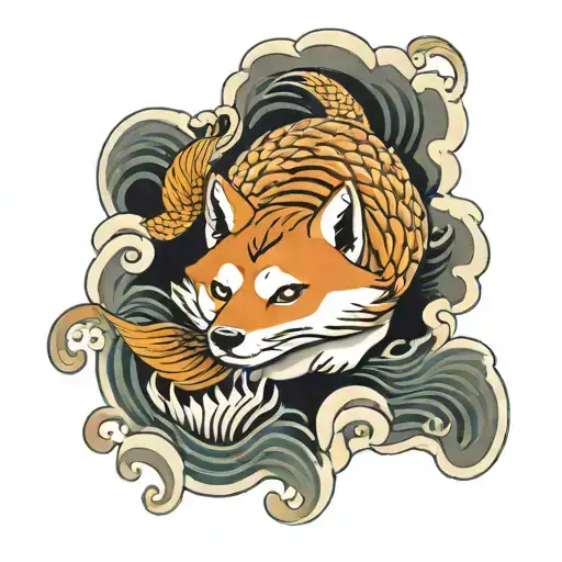 Shiba Inu Koi Fish Leg Sleeve