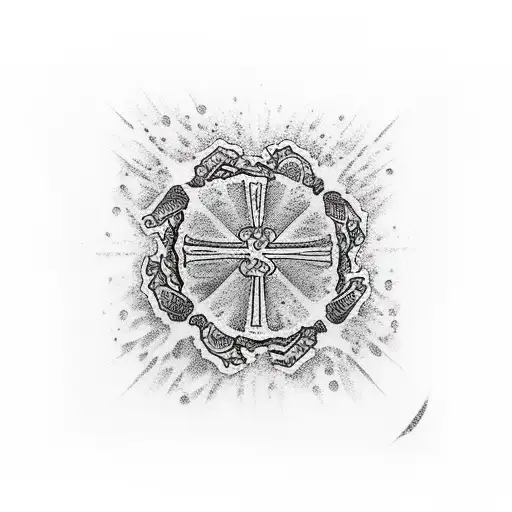 Cross With Water Puddle That Reflects