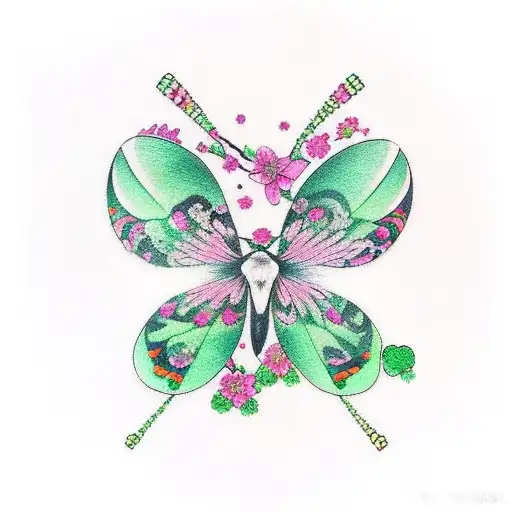 Butterfly With Four Leaf Clover In The Wings