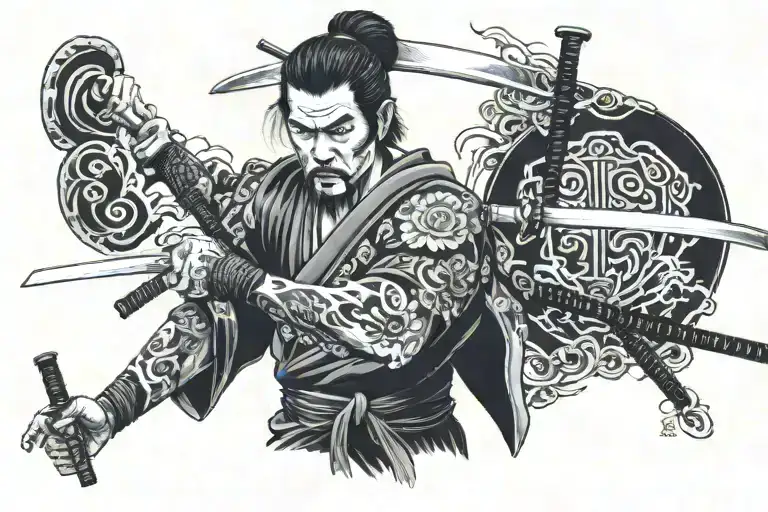 Signs And Samurai Wielding Katanas