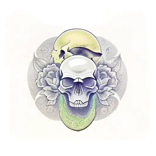 Skull With An Hourglass With Latin Saying Momento Mori