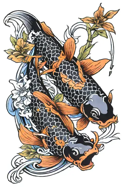 Koi Fish And Bamboo