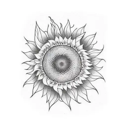 A Tattoo Of A Sunflower Field Under A Starry Sky