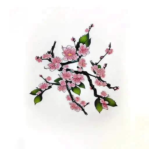 Cherry Blossom With Chinese Letters