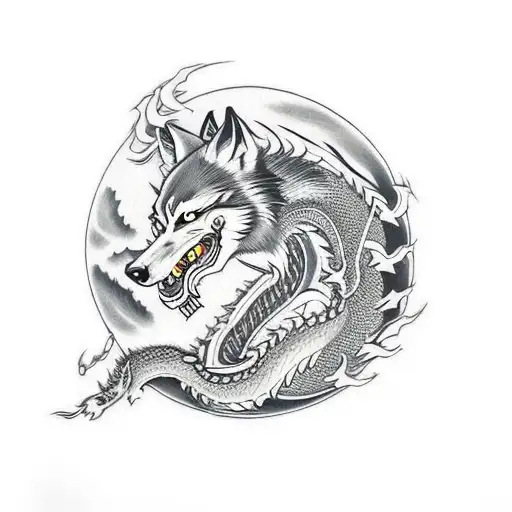 Wolf And Dragon Howling